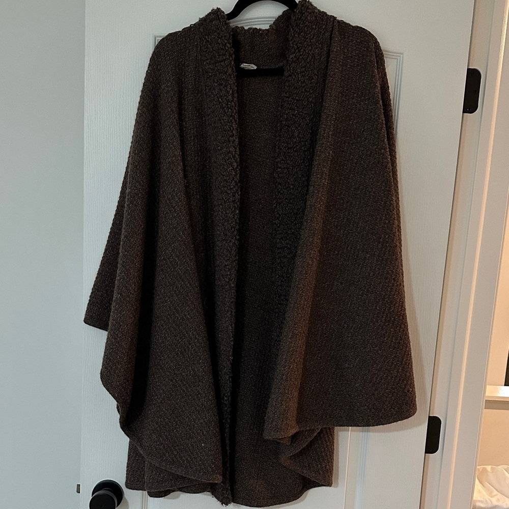 Cozy Chocolate Brown Knit Shawl